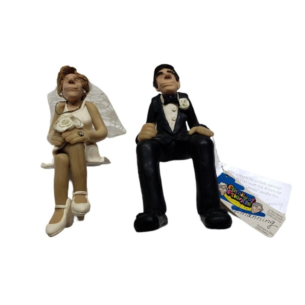 D Manning Family of Friends Bride Groom Shelf Sitter Set Wedding Figurines GUC